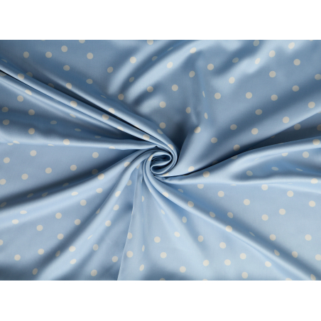 Viscose fabric with a delicate sheen - polka dots on blue