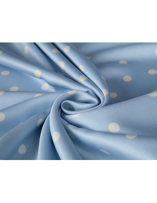 Viscose-materiaal met een subtiele glans - stippen op blauw