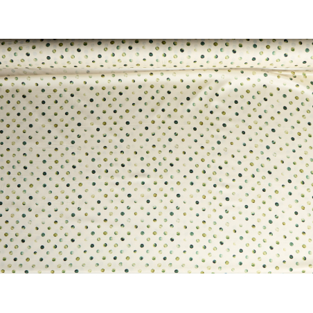 Viscose fabric with a delicate sheen — cream with marbled polka dots
