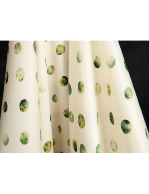Viscose fabric with a delicate sheen — cream with marbled polka dots