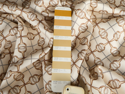 Viscose fabric with a subtle sheen—geometric pattern in beige