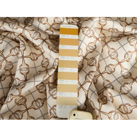 Viscose avec un léger effet satiné - motif géométrique en beige