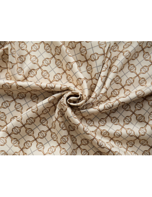 Viskosmaterial med lätt glans - geometriskt mönster i beige