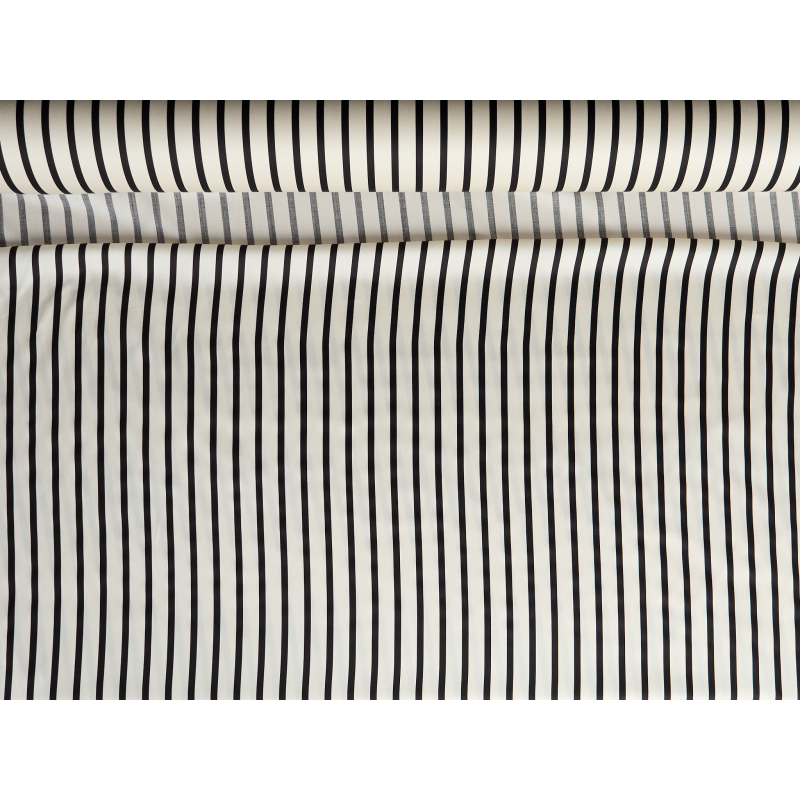 Viscose, matière à léger effet brillant — rayures sur écru