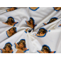 Viscose, material para vestido, branco com anjinhos
