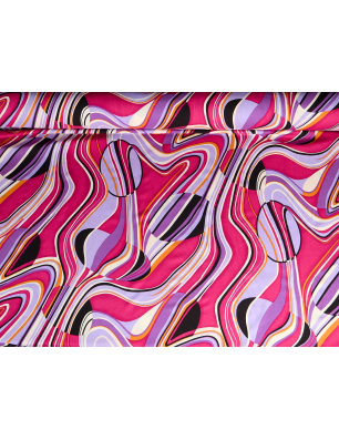 Viscose material para vestido com padrões em rosa e roxo