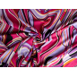 Viscose material para vestido com padrões em rosa e roxo
