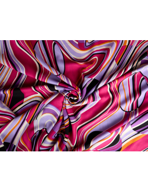 Viscose material para vestido com padrões em rosa e roxo