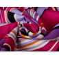 Viscose, matière pour une robe, avec des motifs roses et violets
