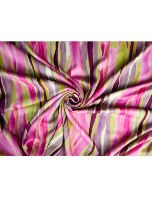 Viscose, tecido para vestido, com riscas rosa e verdes
