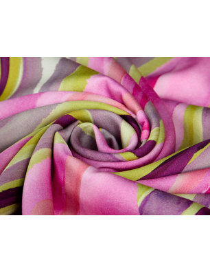 Viscose, tecido para vestido, com riscas rosa e verdes