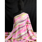 Viscose, matière pour robe, à rayures roses et vertes
