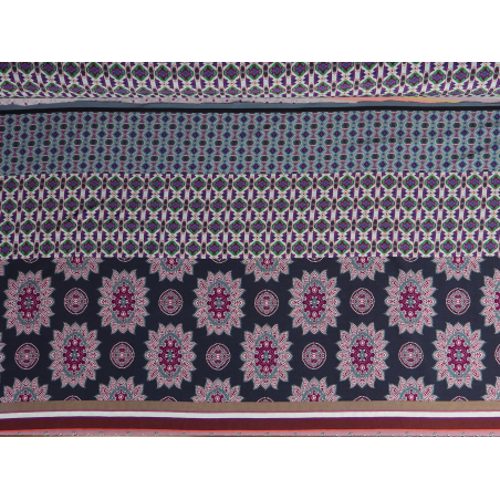 Viscose fabric for dresses with a boho-style pattern - repeat pattern