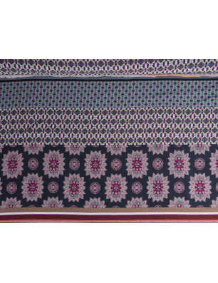 Viscose fabric for dresses with a boho-style pattern - repeat pattern