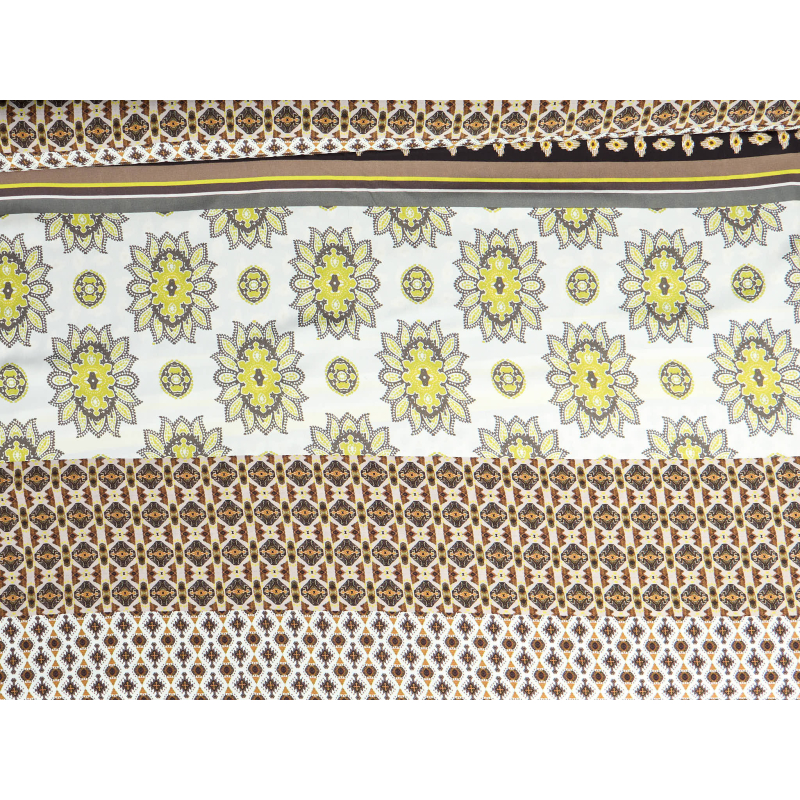 Viscoză material pentru rochii tip sarafană cu imprimeu în stil boho - raport