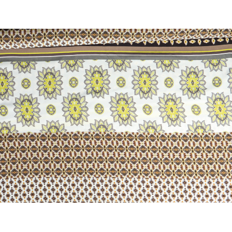 Viscoză material pentru rochii tip sarafană cu imprimeu în stil boho - raport