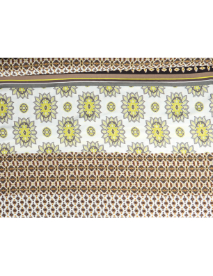 Viscoză material pentru rochii tip sarafană cu imprimeu în stil boho - raport