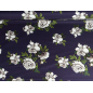 Viscosa tessuto per abito blu navy con rose bianche