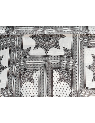 White geometric bandana-patterned viscose chiffon