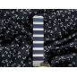 Viscose twill for a dress with a small pattern of bows—navy blue and pink