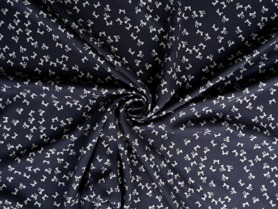 Twill di viscosa per abito con piccolo motivo di fiocchi - blu navy e rosa