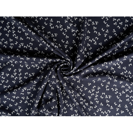 Twill de viscose pour robe à petit motif de nœuds - marine et rose