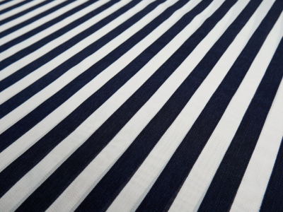 Viscose chiffon, delicate, in navy blue stripes