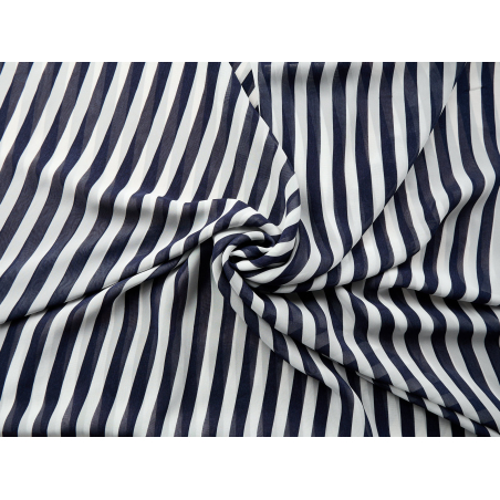 Viskose chiffon, delikat, i marineblå striber