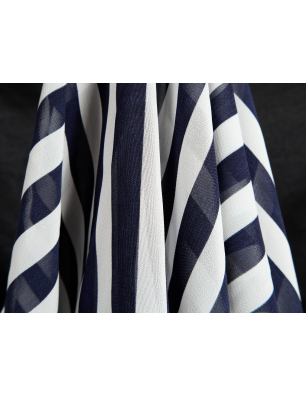 Viskose chiffon, delikat, i marineblå striber