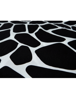 Viscose fabric for a dress in a black-and-white geometric pattern