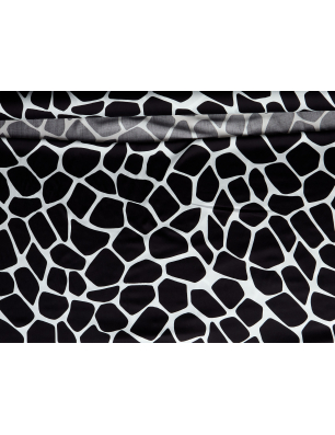 Viscose materiale til en kjole i sort-hvid geometrisk mønster