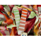 Viskose-materiale til en kjole i orange-grønt blomsterprint