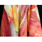 Viscose tecido para vestido em padrão floral laranja e verde