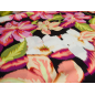 Viscoză material pentru rochie cu model floral roșu-portocaliu