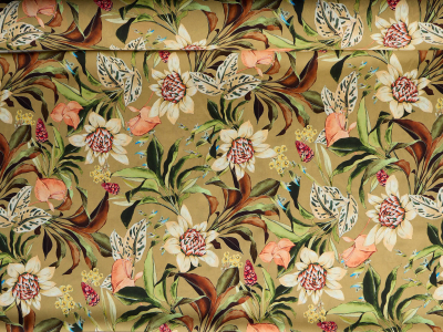 Viskose-Stoff für ein Kleid mit Blumenmuster
