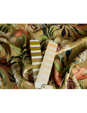 Viscose fabric for a dress with floral patterns
