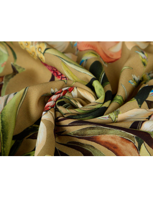 Viscose fabric for a dress with floral patterns