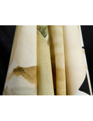 Viscose audums kleitai ar augu motīvu bēšos toņos