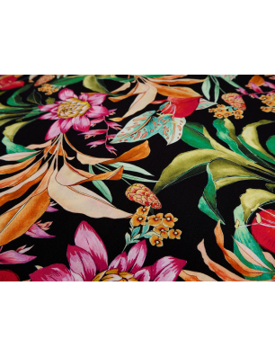 Viscose fabric for a dress with floral patterns