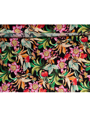 Viscose fabric for a dress with floral patterns