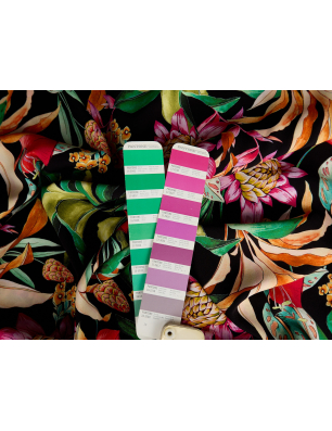 Viscose fabric for a dress with floral patterns