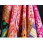 Vâscoză material pentru rochie cu model etno boho colorat