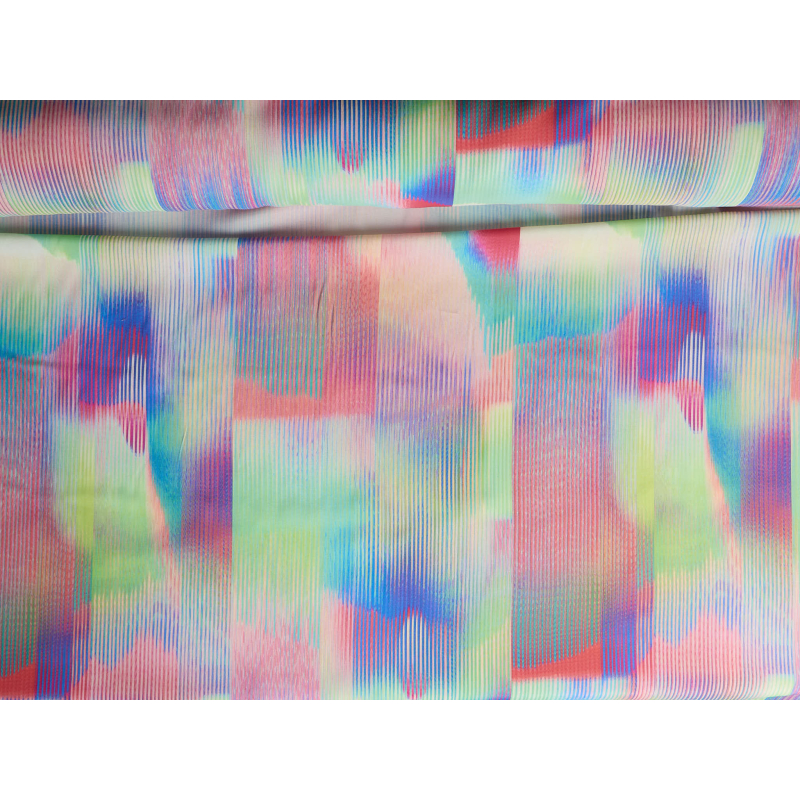 Viscose rayon fabric for a dress with a geometric faded pattern
