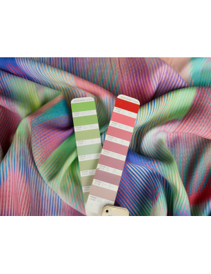 Viscose rayon fabric for a dress with a geometric faded pattern