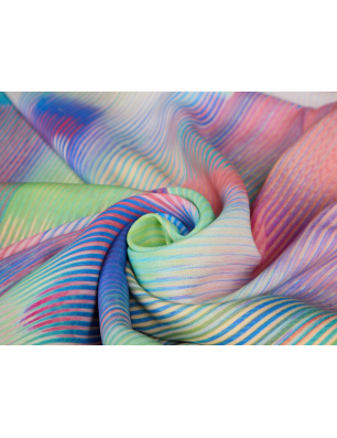Viscose rayon fabric for a dress with a geometric faded pattern