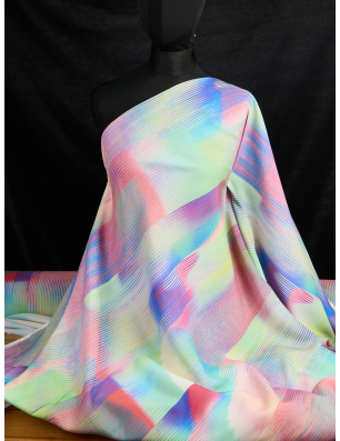 Viscose rayon fabric for a dress with a geometric faded pattern