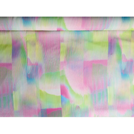 Viscose rayon fabric for a dress with a geometric faded pattern