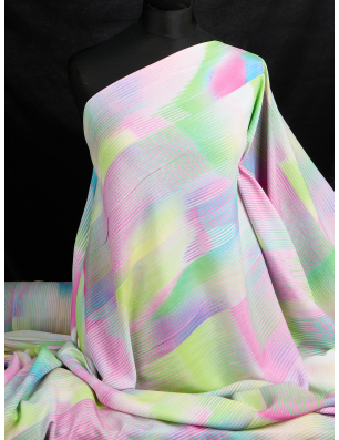 Viscoză rayon material pentru rochie cu model geometric, imprimat cu aspect „piercing” (decolorat)