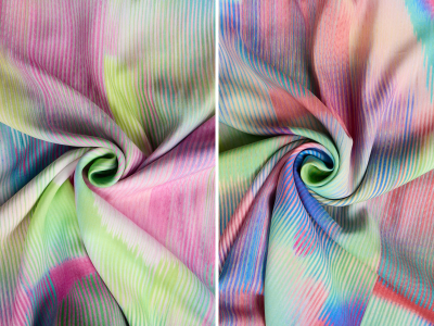 Viskos (rayon) material för klänning med geometriskt nedslipat mönster