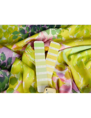 Viscose rayon material para vestido com padrão pastel vegetal